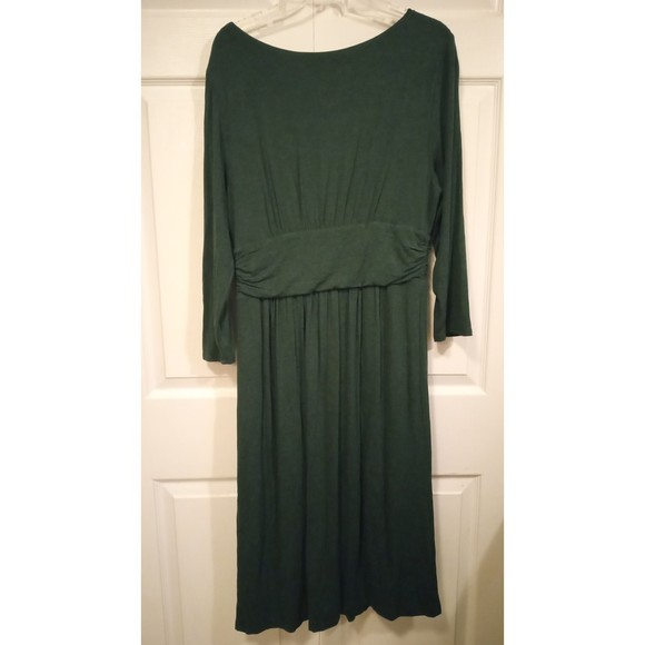 Maeve Anthropologie dark green long sleeve fit and flare maxi dress - Picture 2 of 5